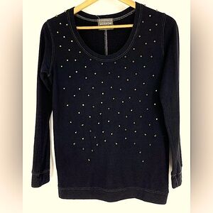 Monrow Black - Gold Studded - Crewneck Pullover - Size XS